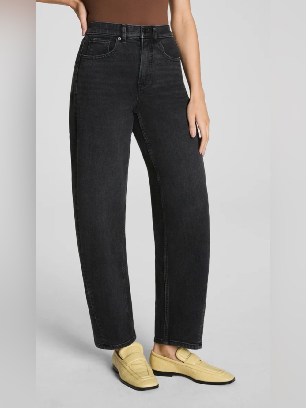 SPANX High Rise Barrel Jeans in Carbon